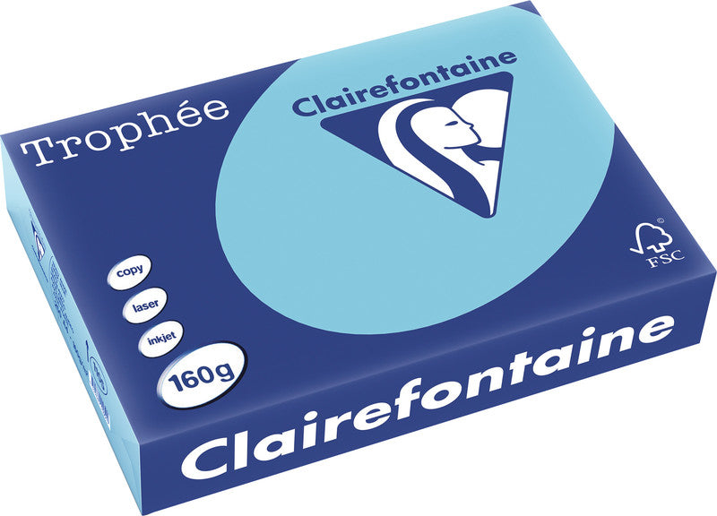 Clairefontaine Kopierpapier – A4, 160 g/m², Blau – für Inkjet/Laser/Kopierer – FSC, EU Ecolabel – 250 Blatt