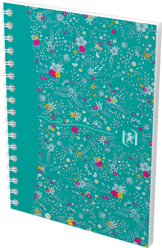 Oxford Collegeblock A6, kariert, Spiralbindung, 50 Blatt, perforiert, 90 g/m² – Floral, für SCRIBZEE App