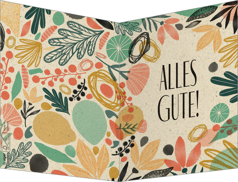 Sigel Grusskarte Bunte Pflanzen – A6 (105 × 148 mm) – mit Umschlägen, Text DE, für Inkjet/Laser/Kopierer