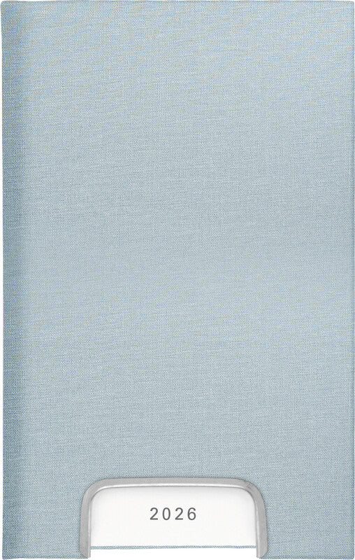 Biella Disponent Agenda – 1 Tag pro Seite, gebunden, 10,1 × 16 cm, 2026, 1-Stunden-Takt, hellblau, FSC