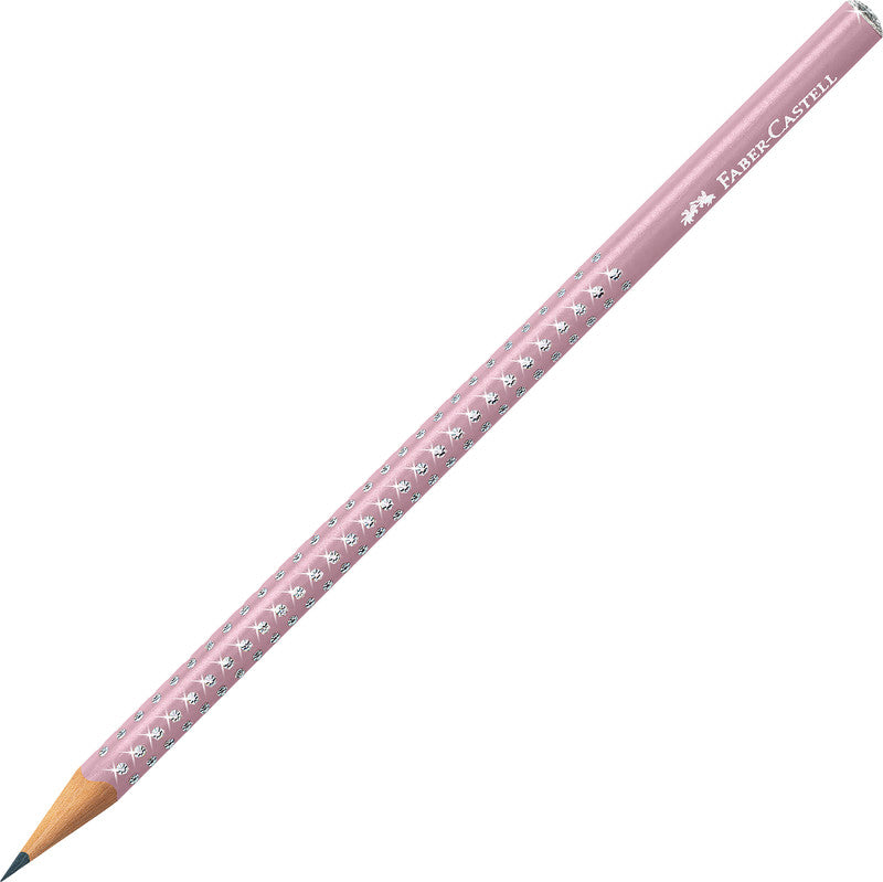 Faber-Castell Grip Sparkle B Bleistift, mit Radierer B Mine Ø 2 mm farbig sortiert – Set, 4-teilig
