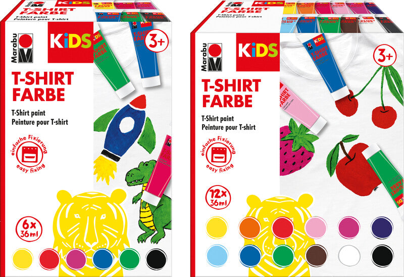 Marabu KiDS Textilfarbe für T-Shirt – 12 Farben – 12×36 ml (432 ml) – für Textilien