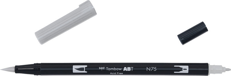Tombow Brush Pen ABT Dual – feine Rundspitze 0,3 mm, Pinselspitze 3-10 mm – cool gray 3 – wasservermalbar