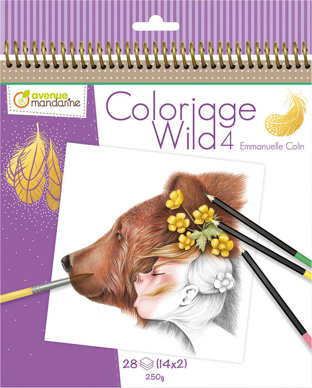 Avenue mandarine Coloring Wild Malbuch, Zeichenpapier, 250 g/m2, 20 × 25,5 cm, Mehrfarbig, 28 Seiten