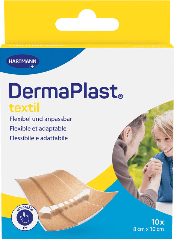 DermaPlast Textilpflaster – hypoallergen, zuschneidbar – braun – 80 × 100 mm – 10 Stk.