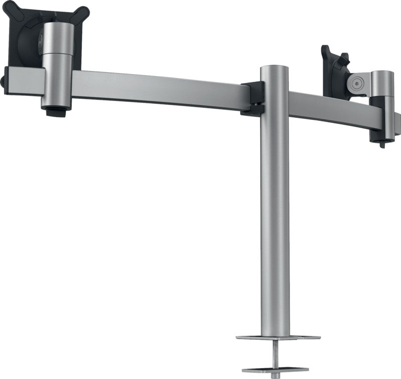Durable Monitorhalterung, 2 Monitore, Tischdurchführung, bis 27", VESA 75 × 75/100 × 100 mm, 8 kg, silber