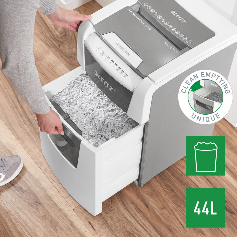 Leitz IQ Autofeed Office – Aktenvernichter mit Autofeed 150 Blatt, DIN P-5, Mikroschnitt 2 × 15 mm, 44 l