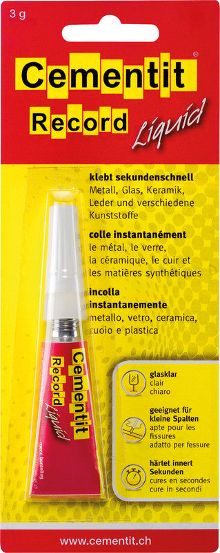 Cementit Sekundenkleber – permanent, transparent, schnelltrocknend, 3 g, für Kunststoffe, Gummi, Holz usw.