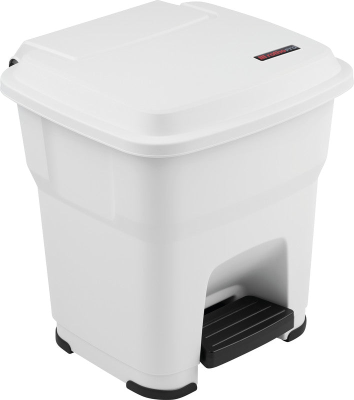 Rothopro Abfallcontainer – 35 l, mit Deckel – Kunststoff, Polarweiss – B × H × T 390 × 440 × 390 mm