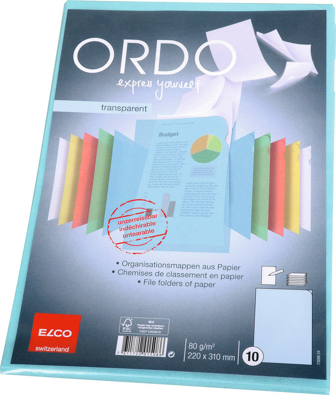 Elco Sichtmappe A4 – Blau, Papier, 10er-Pack