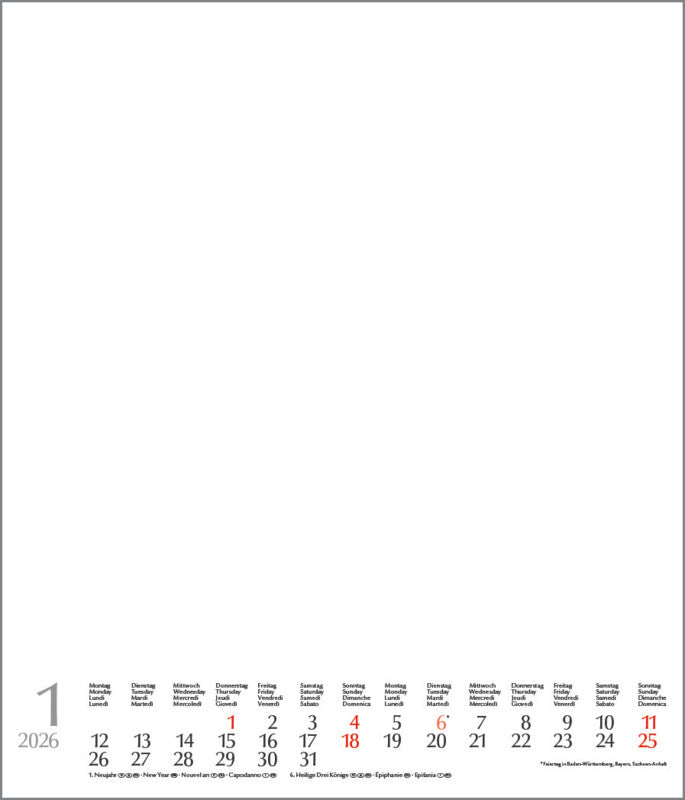 Korsch Bastelkalender 2026 – 30 × 35 cm – mit Tagesfeldern, mit Aufhänger