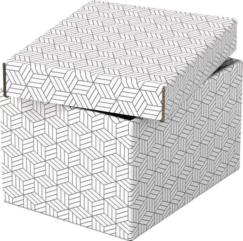 Esselte Archivschachtel A5 – mit Deckel, 200 × 150 × 255 mm, weiss, Karton, 3er Pack