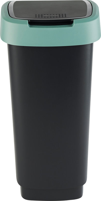 Rotho Abfallcontainer – 25 l – mit Deckel – Kunststoff, Mistelgrün – B × H × T 252 × 476 × 333 mm