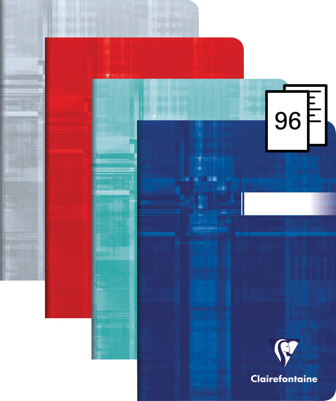 Clairefontaine Notizheft A6, kariert 5 mm, Klammerheftung, Karton, 96 Seiten, 90 g/m² – farbig sortiert
