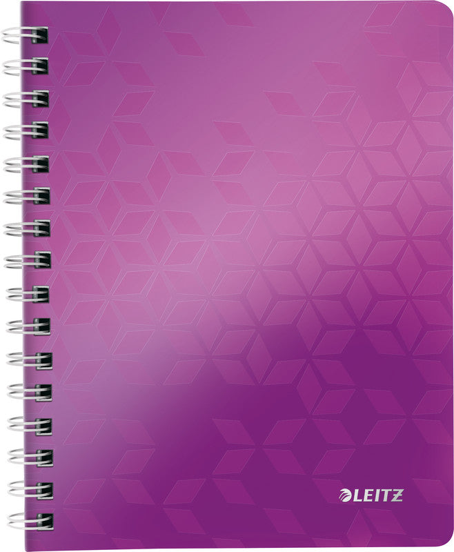 Leitz Collegeblock – A5 – 80 Blatt – 80 g/m² – Doppelspirale, Einstecktasche, Stiftschlaufe – Violett – FSC