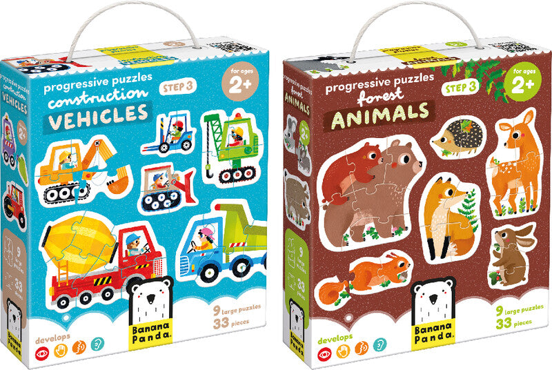 Banana panda Puzzle Baumaschinen – 33 Teile – 16,5×19 cm – ab 2 Jahren – Karton – Mehrfarbig