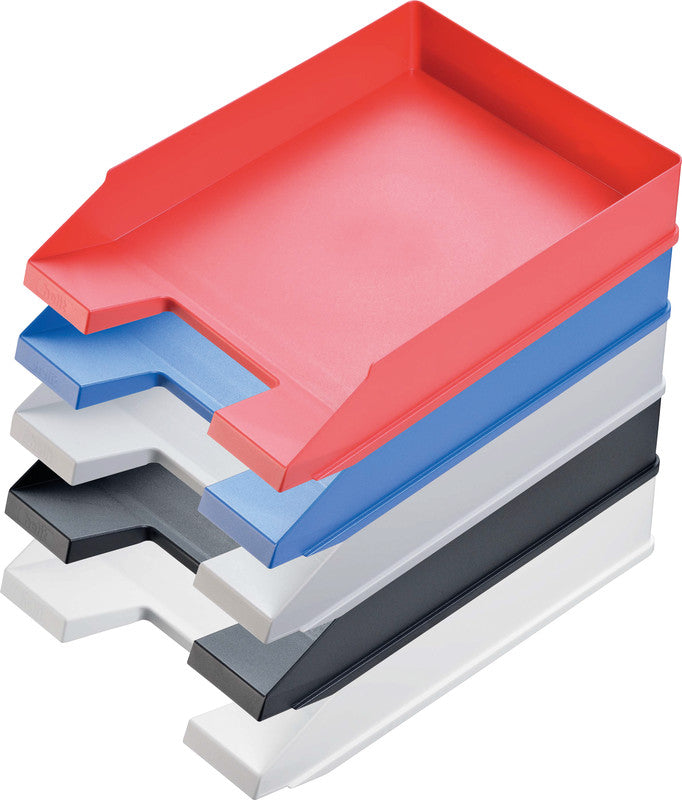 Helit Stapelbarer Briefkorb mit Griffausschnitt, Beschriftungsfeld, matt, grün, B 255 × H 67 × T 345 mm