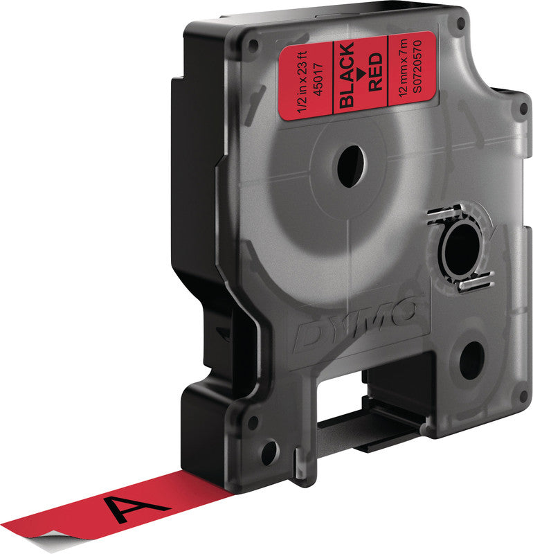 DYMO Schriftband – 12 mm × 7 m, rot, schwarz – für LabelPoint 200, 250, 300, u. a.