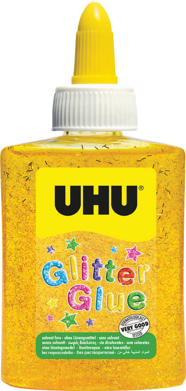 UHU Glitzerkleber – Gelb – 88,5 ml – Auswaschbar, Lösungsmittelfrei – zum Basteln