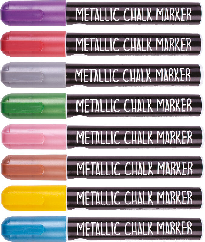 Centrum Kreidemarker – Rund/Keil 3–5 mm – 8er-Set, Gemischte Farben, Metallic, für Glas/Tafel/Porzellan