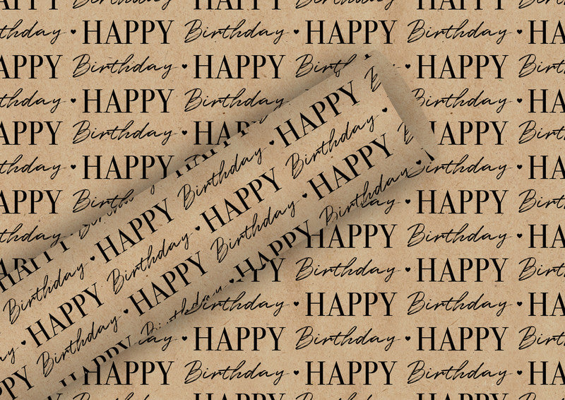 Braun + Company Everyday By Nature Geschenkpapierrolle – Graphic Birthday – Kraftpapier, 70 g/m2 – 700 × 2000 mm