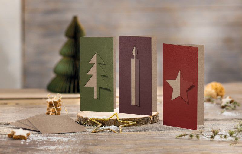 Sigel Weihnachtsgrusskarte (Ausgeschnitten) – 220 × 110 mm – mit Umschlägen, für Inkjet/Laser/Kopierer, 10er Pack