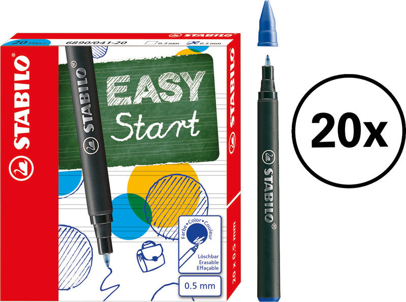 STABILO EASYoriginal Start Tintenrollerpatronen – Blau, 0,5 mm, geruchsarm, 20 Stk.