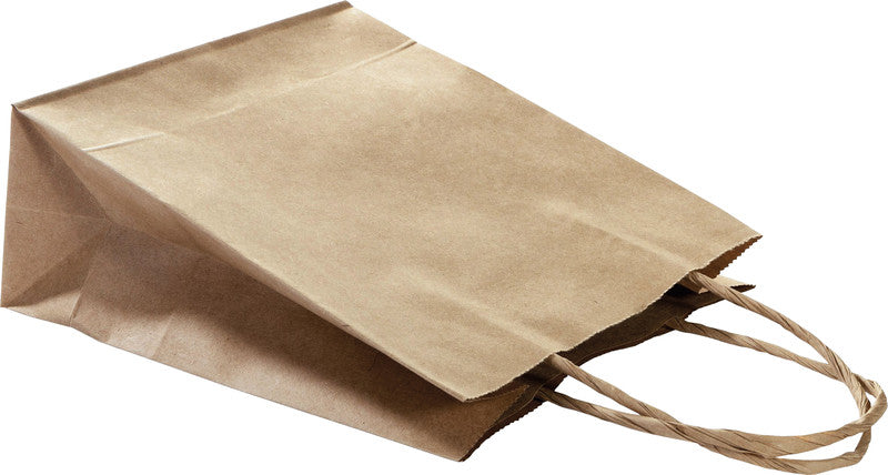 Folia Tragetasche – natur, Kraftpapier, gedrehte Papierkordel, FSC – 180 × 210 × 80 mm – 20 Stk.