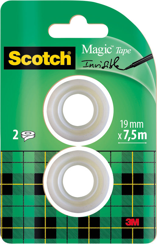Scotch Klebeband Magic 810 – permanent, matt, unsichtbar, 19 mm × 7,5 m, transparent, 2 Rollen