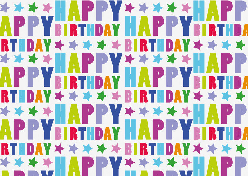 Braun + Company Geschenkpapier – Happy Birthday, Sterne – Lux-Oberfläche – 700 × 1500 mm