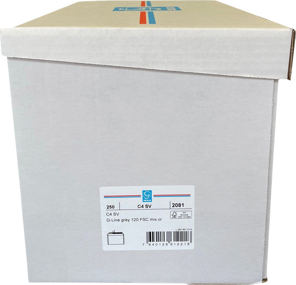 Goessler Couvert C4, ohne Fenster, selbstklebend, weiss, 120 g/m², mit grauem Innendruck – 250 Stk.