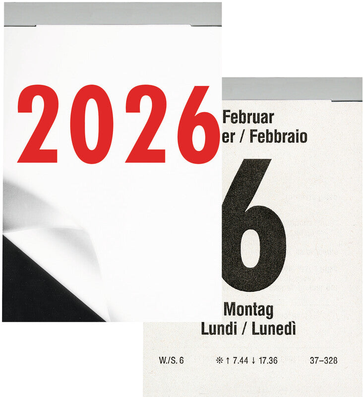Biella Abreisskalender 2026 – 6,5 × 9,8 cm – 1 Tag/Blatt – d/f/i