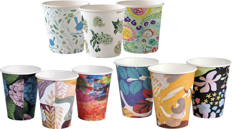 Duni BioPak Trinkbecher Papier (PLA-beschichtet) – 3,5 dl, sortiert, 50 Stück
