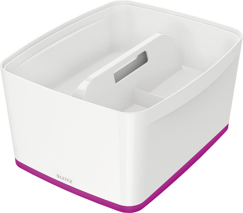 Leitz Aufbewahrungsbox MyBox – Kunststoff, weiss/violett, 31,8 × 19,8 × 38,5 cm