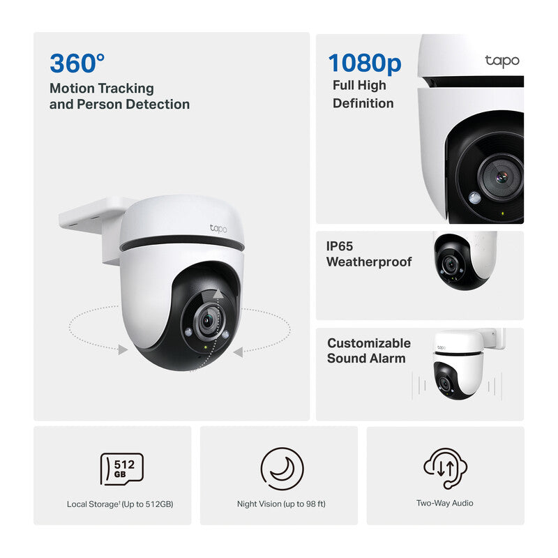 TP-Link Tapo C500 Überwachungskamera – 1080p, Nachtsicht bis 30 m, microSD bis 512 GB, Weiss/Schwarz