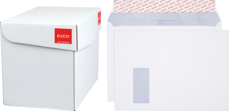 Elco Couvert C4, Fenster links, Haftklebung, hochweiss, 120 g/m², mit Innendruck – 250 Stk.