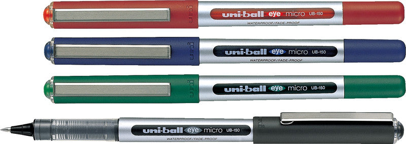 Uni-Ball eye micro – Tintenroller, dokumentenecht, mit Kappe, 0,3 mm, rot, für Linkshänder