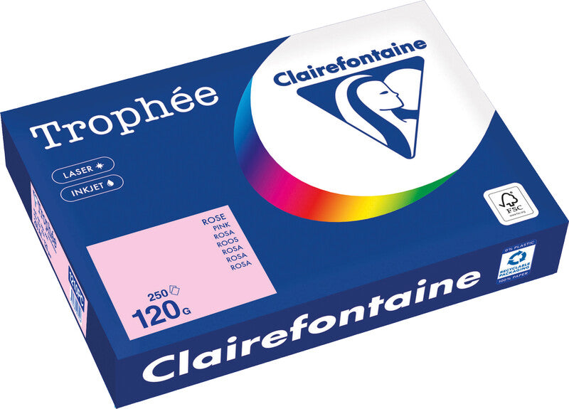 Clairefontaine Kopierpapier – A4, 120 g/m², Rosa – für Inkjet, Laser, Kopierer – FSC, EU Ecolabel – 250 Blatt