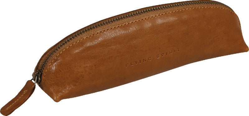 Clairefontaine Flying Spirit Schlamperetui, leer – cognac – Leder – 18 × 5,5 × 15,3 cm