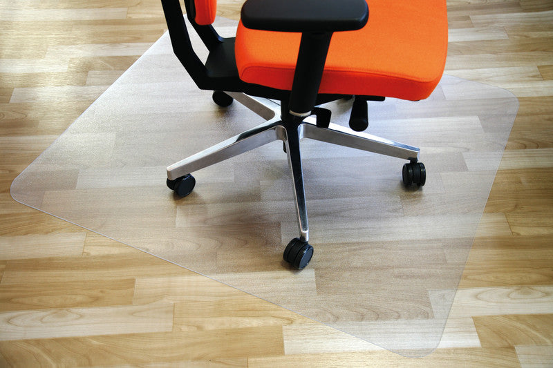 Q-connect Bodenschutzmatte – 120 × 130 cm, rPET, Transparent