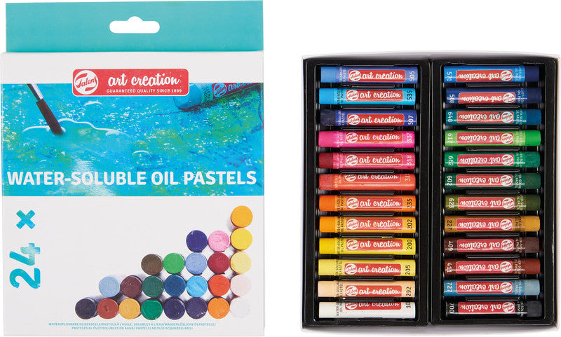 Talens Ölpastelle – farbig sortiert, Papier, 24er-Pack, wasservermalbar, geruchsarm