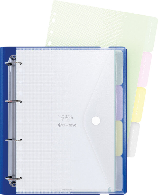 Carchivo Ringbuch Carpeblock 360 – A4 hoch – 4 Ringe, Ø 35 mm – Blau, mit Raumsparösen