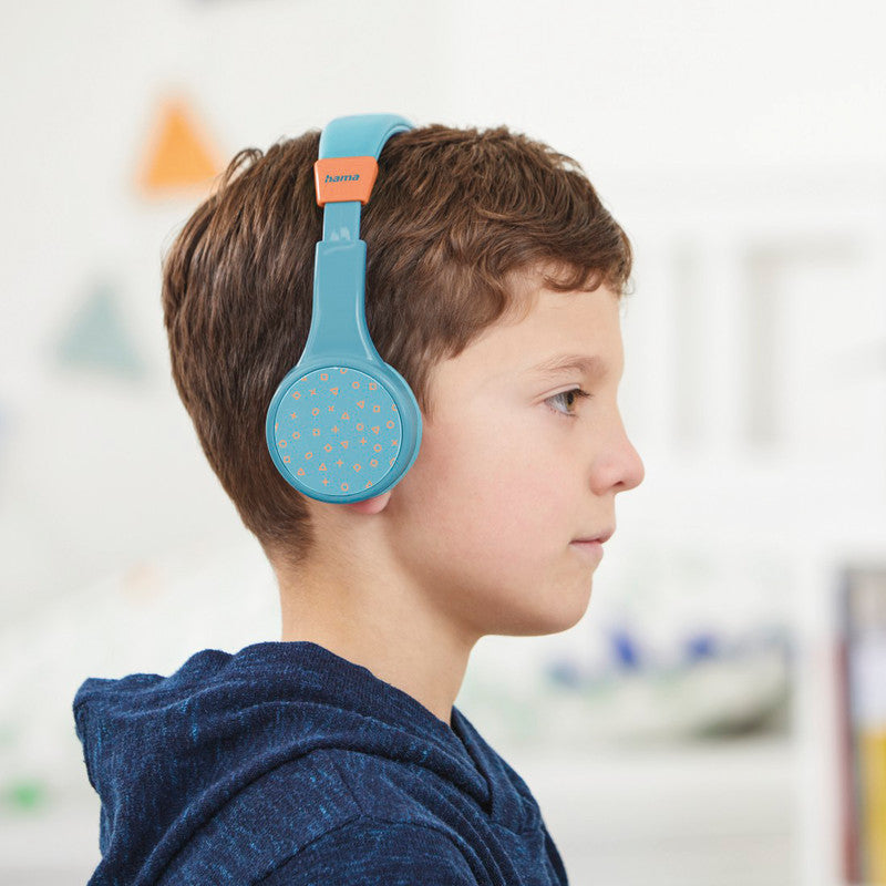Hama Teens Guard II – On-Ear Headset – Bluetooth, max. 85 dB, Abnehmbares Mikrofon – Blau/Orange – bis 50 h