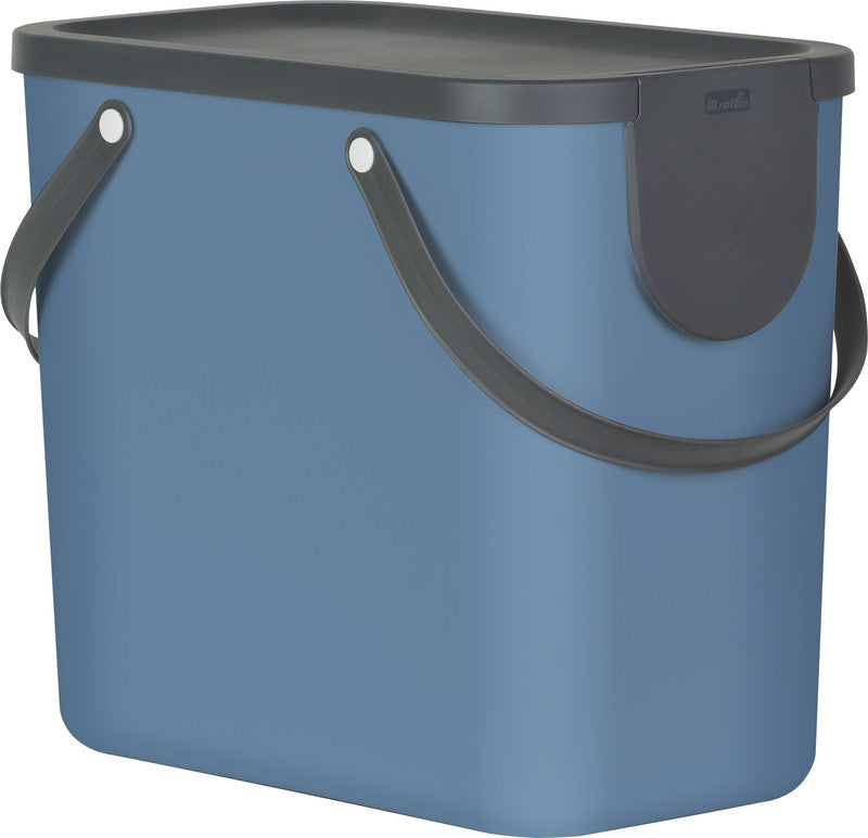 Rotho Abfallcontainer – 25 l – mit Deckel – Kunststoff, Horizon Blau – B × H × T 235 × 340 × 400 mm