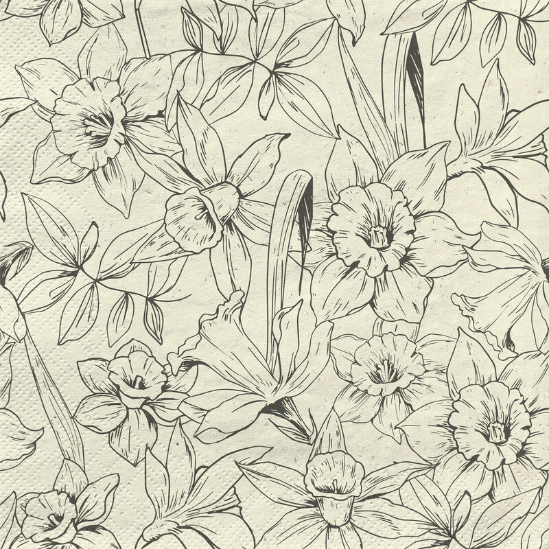 Fasana Servietten Modern Daffodils – 33 × 33 cm – 3-lagig, Gras-Zellstoff – 20 Stk., FSC
