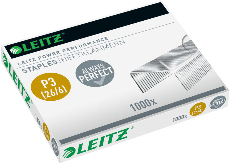 Leitz Heftklammern 26/6 – für 5500, 5501, 5502 und andere – verzinkt, silber – 1000 Stk.