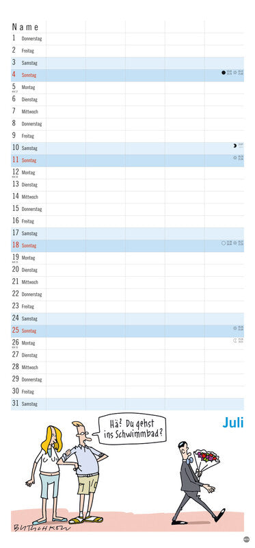 Heye Familienplaner Butschkow – für Familien – 5 Spalten – Deutsch – 2027 – 21 × 45 cm