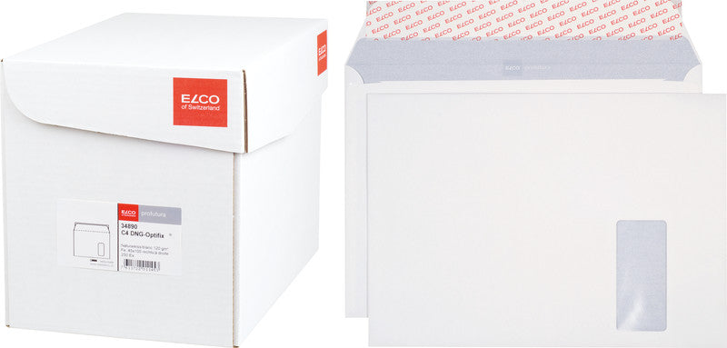 Elco Couvert C4, Fenster rechts, Haftklebung, naturweiss, 120 g/m², mit Innendruck – 250 Stk.
