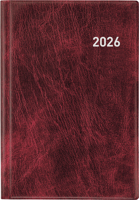 Biella Terminia Agenda – 1 Woche/2 Seiten, gebunden, 14,5 × 20,5 cm, 2026, weinrot, FSC