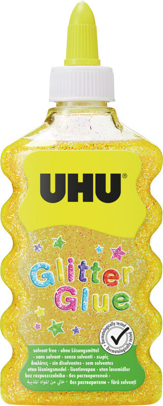 UHU Glitzerkleber – Gold – 177 ml – Auswaschbar, Lösungsmittelfrei – Zum Basteln